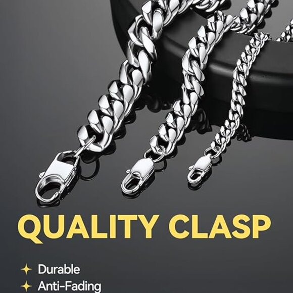 Cuban Link Bracelet for Men 10MM Width Cuban Wrist Bracelets 7.5" Length - Picture 5 of 6